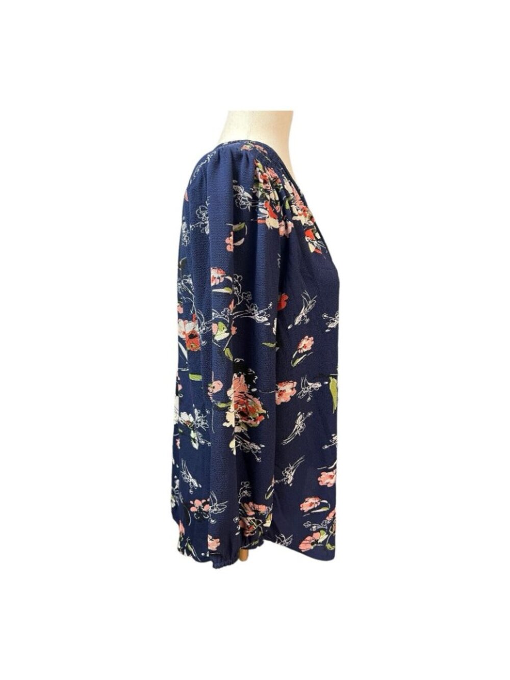 Fun2Fun Womens Floral Blouse~Size Small~Navy 3/4 Sleeve Top~NWOT~L12 10 - Picture 5 of 12